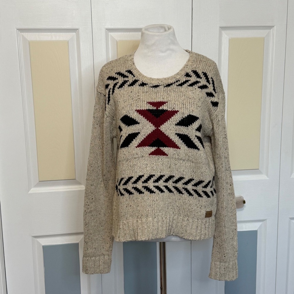 Element Eden Aztec Pattern Crew Neck Pullover Wool Blend Sweater - Size M/M